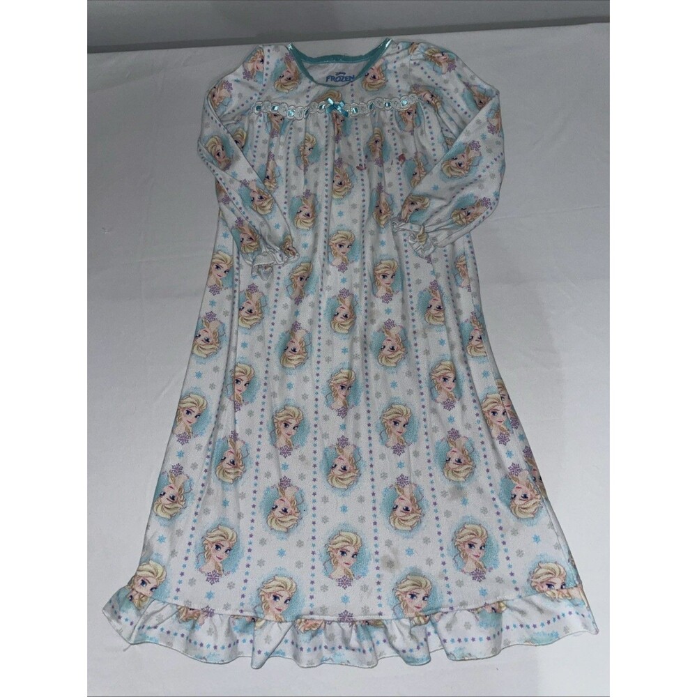 Disney Frozen Nightgown Girls 6 Elsa Fleece Long Sleeve Pajama Dress Winter